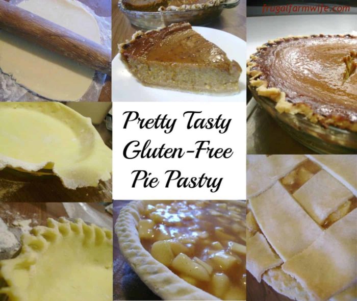 Image shows a collage of pies with text that reads "Pretty Tasty Gluten-Free Pie Pastry"