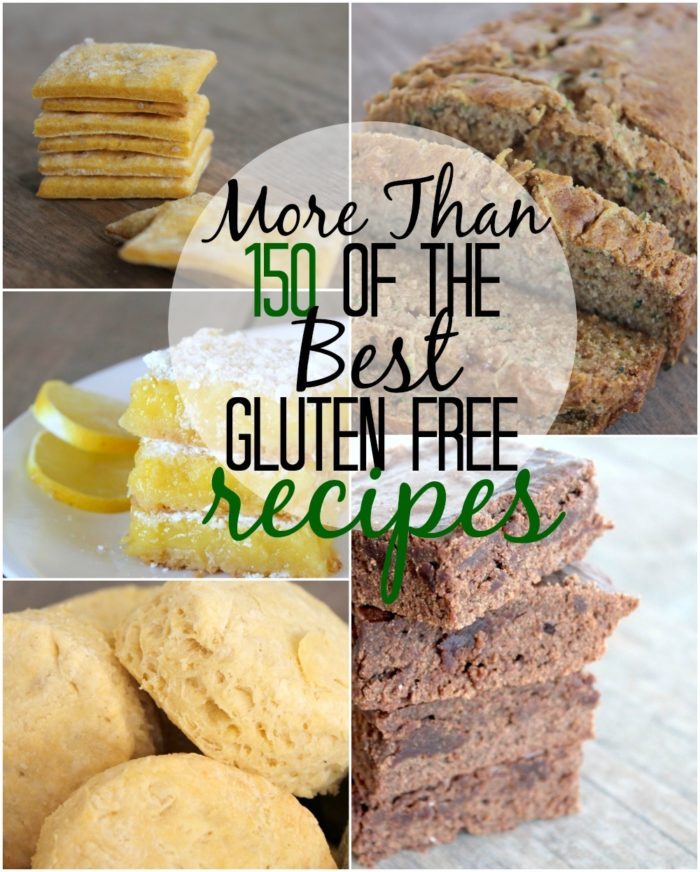 Image shows a collage of food, with text that reads "More than 150 of the best Gluten-Free Recipes"