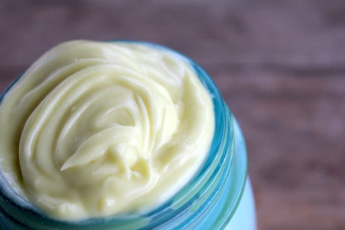 Images shows a jar of whipped body lotion
