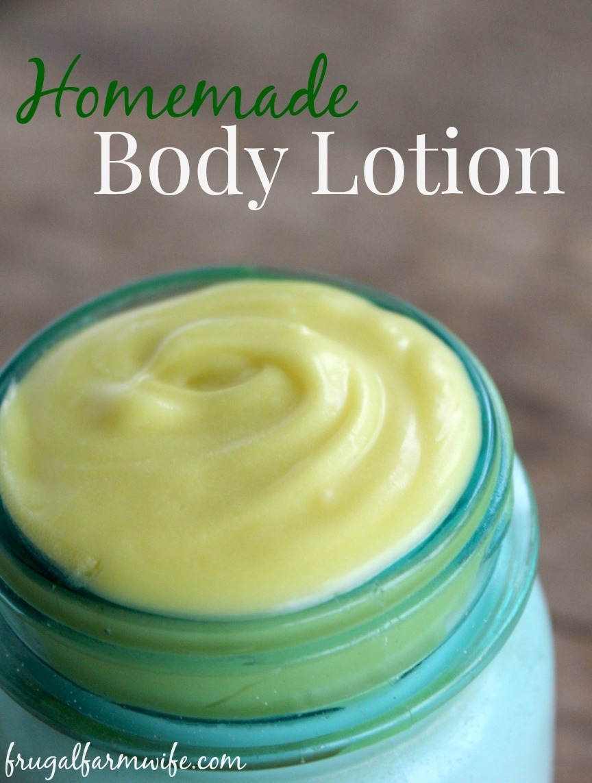 Image shows a jar of lotion with text that reads "Homemade Body Lotion"