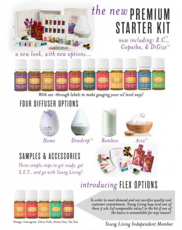 Image shows a Young Living Premium Starter Kit with Diffusers