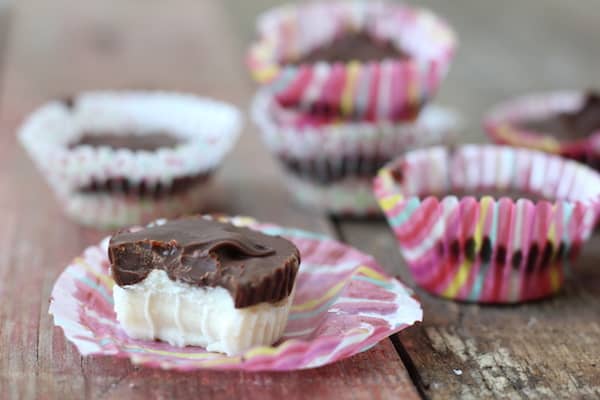Image shows several homemade peppermint patties on a table