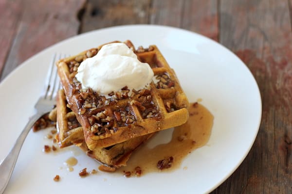 Paleo Pumpkin Spice Waffles With Butter Pecan Syrup