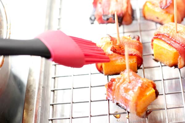 glazed bacon wrapped butternut bites