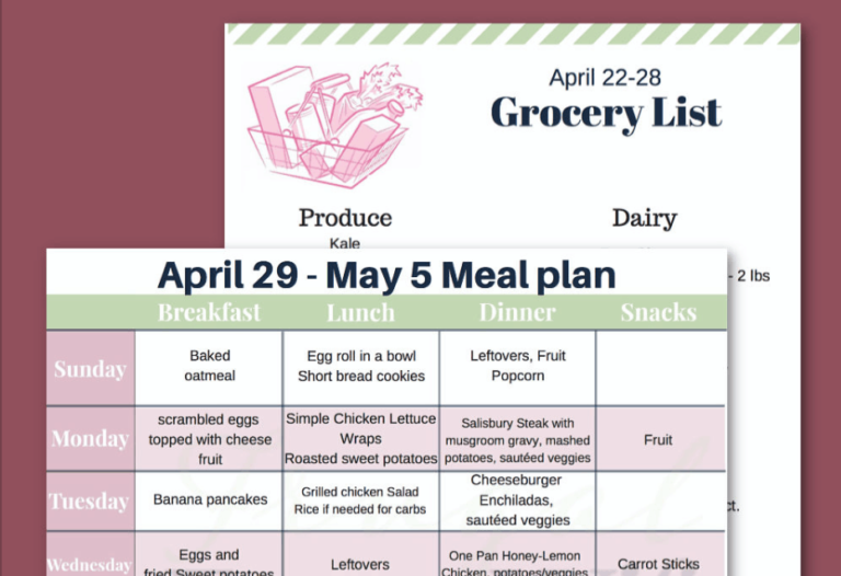 {{Printable}} Real Food Meal Plan and Shopping List for April 29-May 5