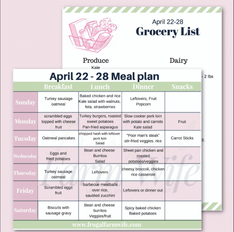 {{Printable}} April 22-28 Real Food Meal Plan + Shopping List