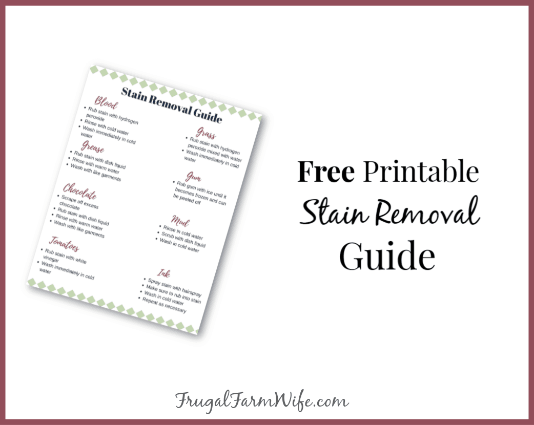 printable laundry stain removal guide