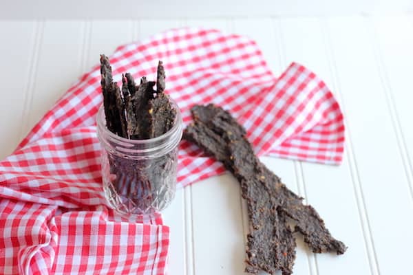 sweet and spicy venison jerky in a jar