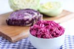 homemade sauerkraut with purple cabbage