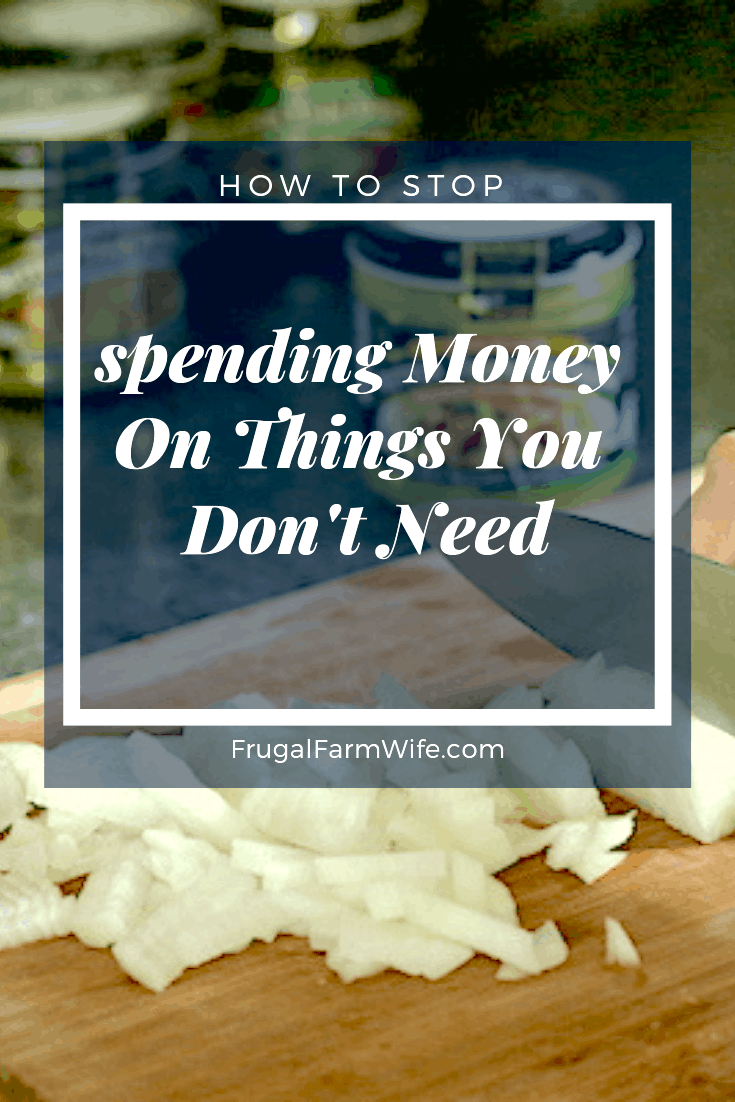 Image shows a table with text that reads "How to stop spending mony on things you don't need"