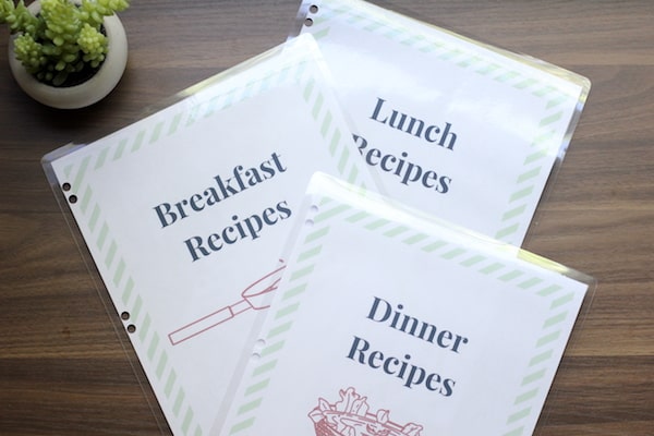 recipe binder pages