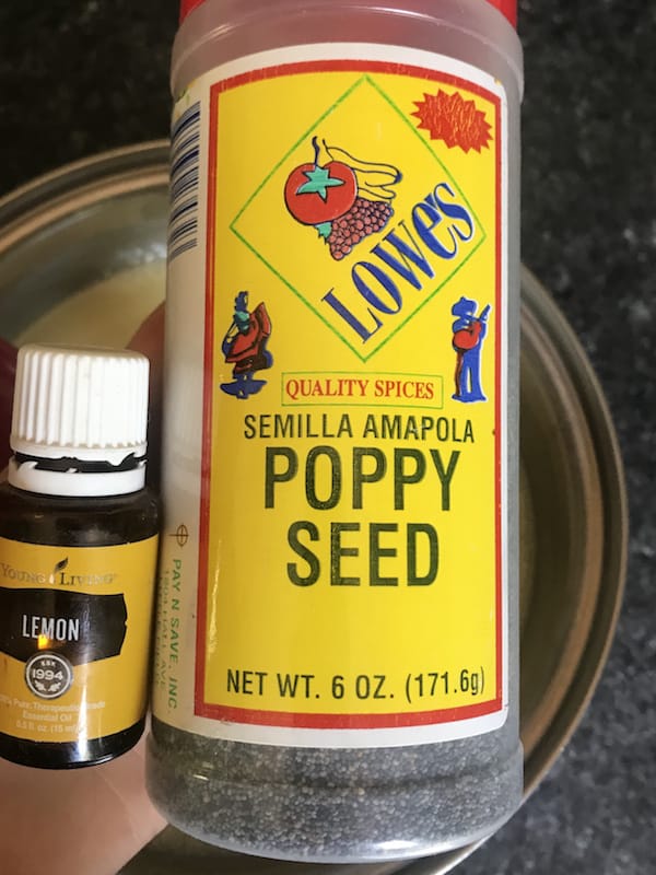 Image shows a close up of Lowe's Poppy Seed oil