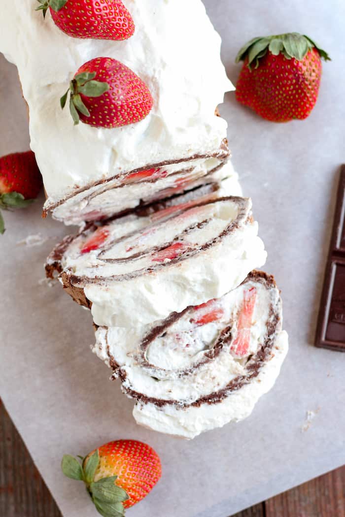 This chocolate pavlova roulade is a perfect springtime dessert! It's simpler to make than you think.