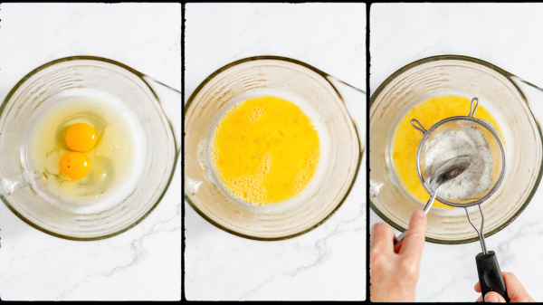 eggs, lemon juice, and lavender sugar for lemon bars