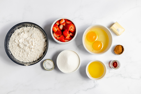ingredients to make gluten free strawberry muffins