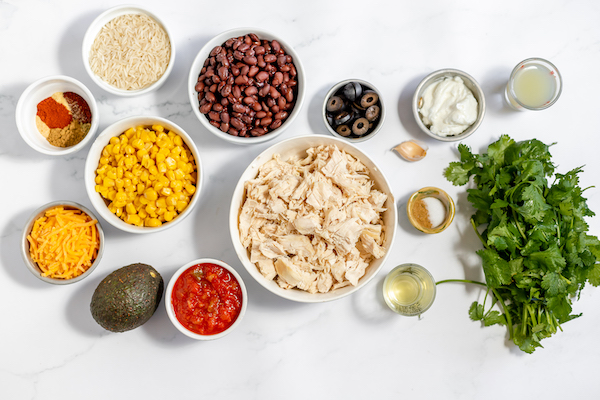 ingredients for chicken burrito bowls