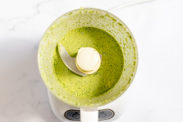 cilantro lime dressing in a food processor