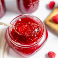 serving home-canned raspberry jam