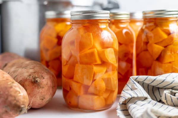 jars of home canned sweet potatoes